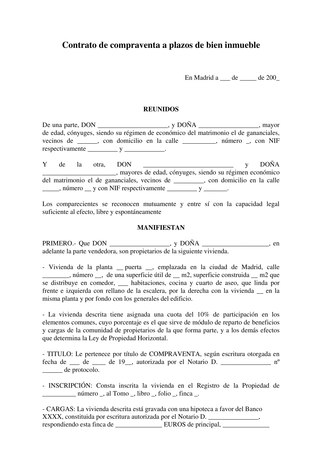 contrato compraventa inmueble a plazos