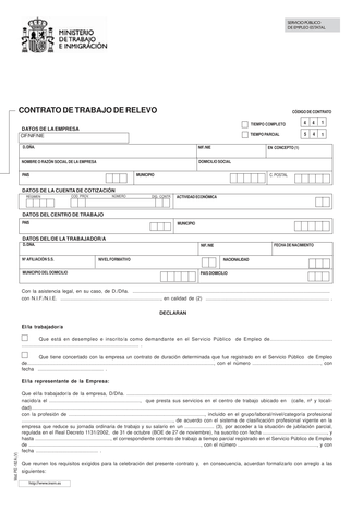 plantilla contrato trabajo relevo