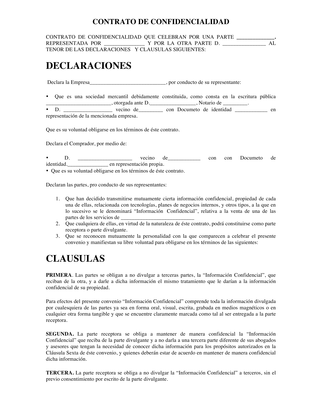 contrato confidencialidad generico