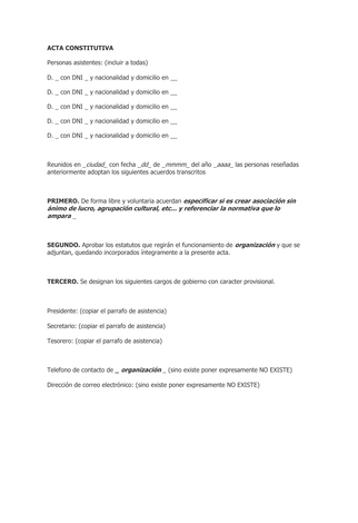 plantilla acta constitutiva
